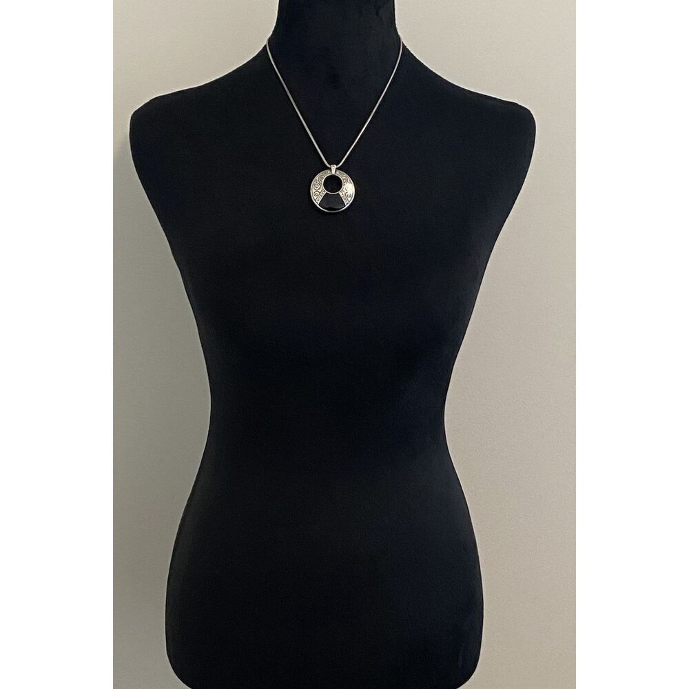 Brighton Wiltern Reversible Brushed Gold Black Two Tone Pendant Necklace